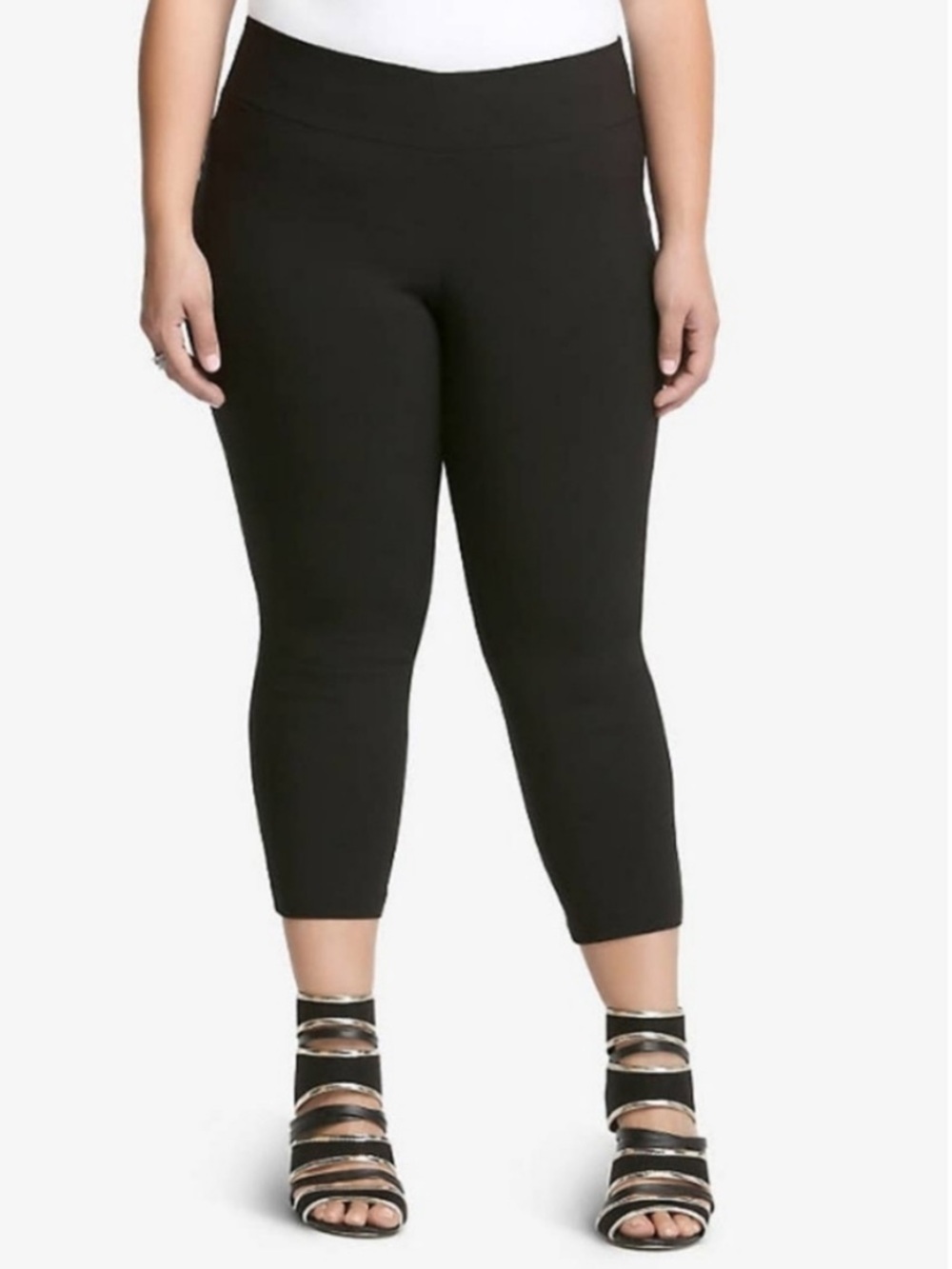 Torrid Pixie Cropped Wide Waistband Black Leggings Size 1 Short 1X 14/16